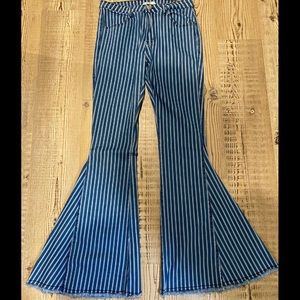 Pinstripe Bell Bottom Jeans